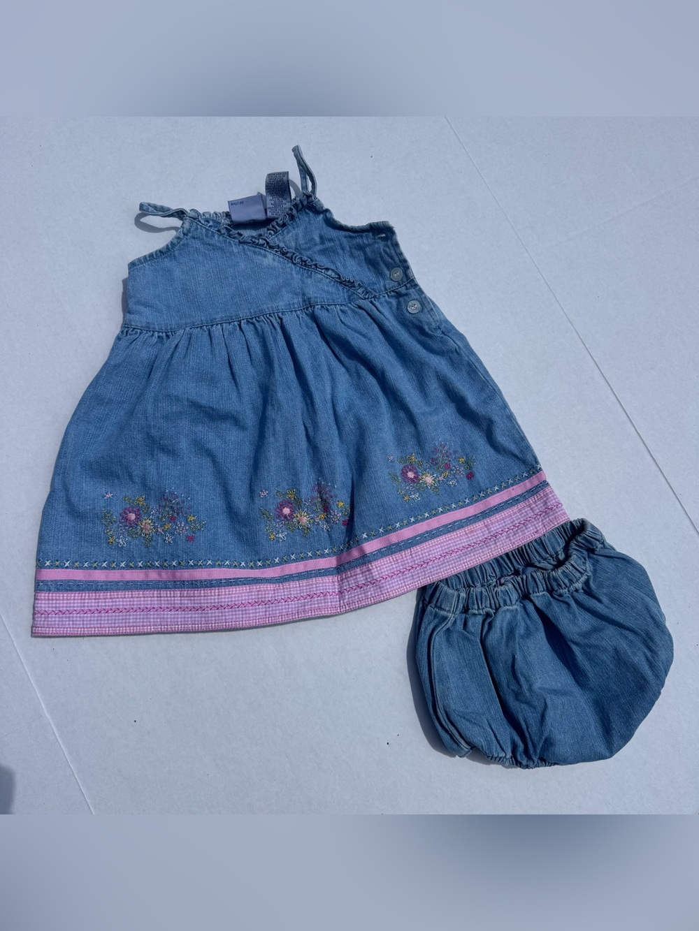 Koala Kids Baby Chambray Dress Bloomers Set Embroidered Floral 24M